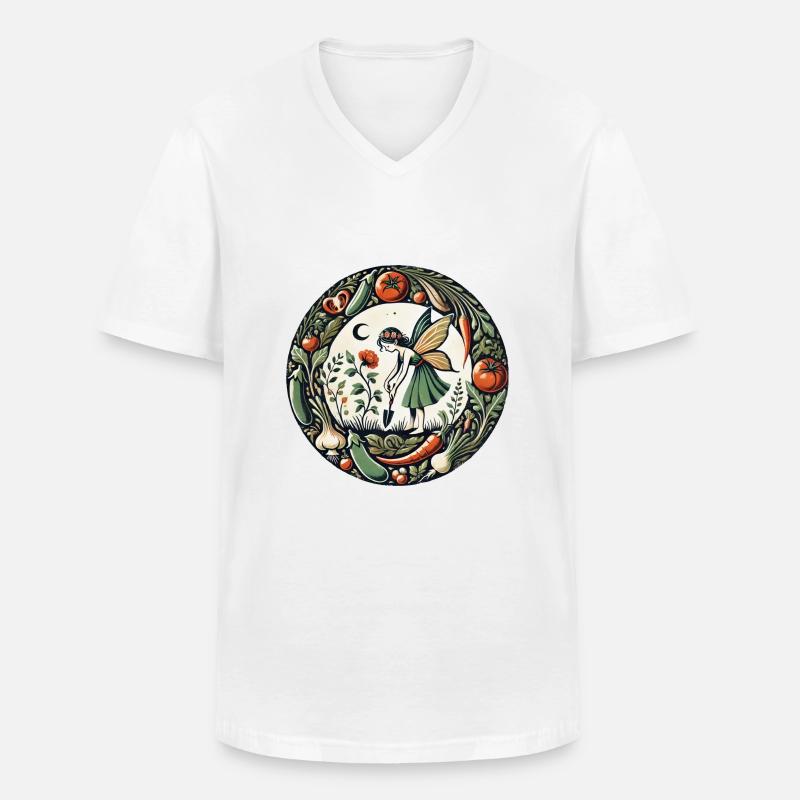 Gemüsefarm Fee - Männer-T-Shirt mit V-Ausschnitt - Weiß