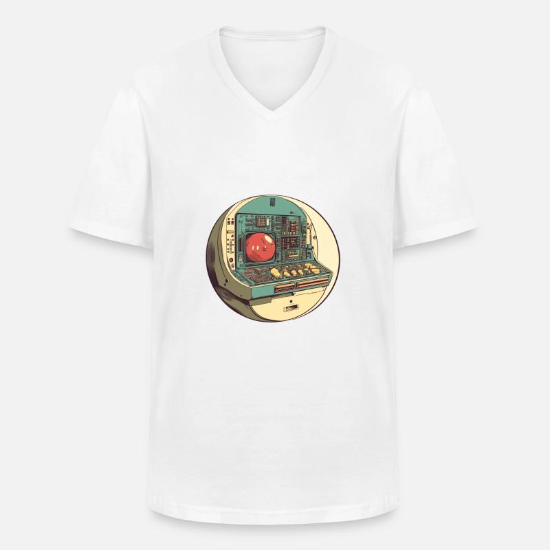 Retro-Computer: Die Anfänge der Technik! - Männer-T-Shirt mit V-Ausschnitt - Weiß