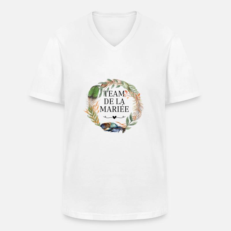 Brautteam Krone Boho-Blumen - Männer-T-Shirt mit V-Ausschnitt - Weiß