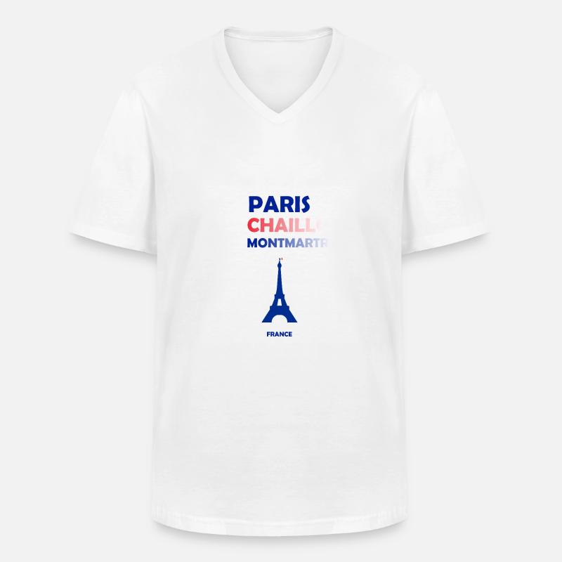 Paris, Frankreich - Männer-T-Shirt mit V-Ausschnitt - Weiß