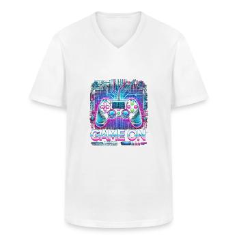 JOUEZ MAINTENANT - T-shirt col V Homme - blanc - Devant - AI Model Male 185 light (185cm)