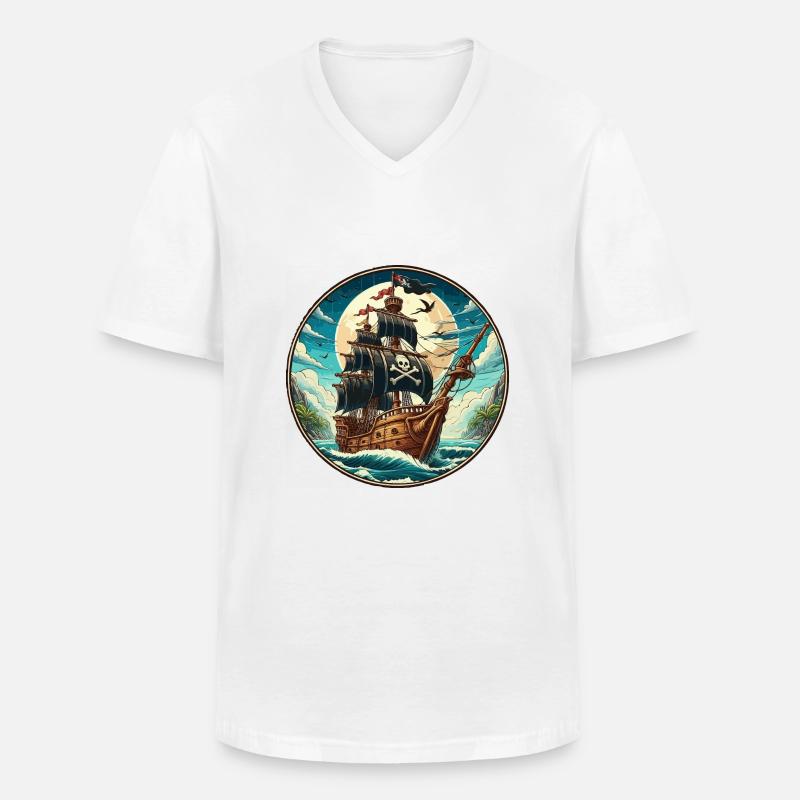 Pirate ship large - Men's V-Neck T-Shirt - white