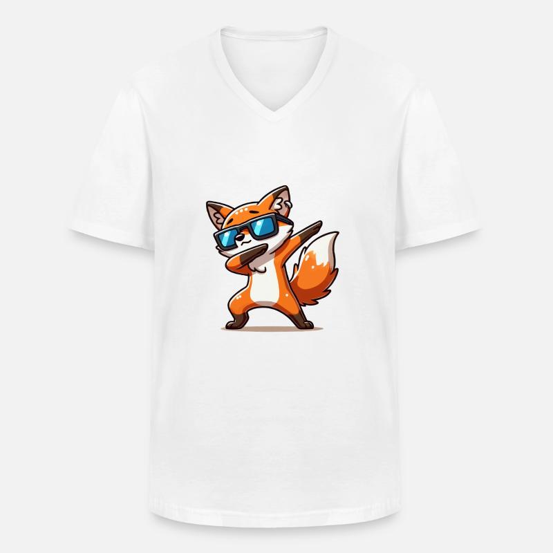 fuchs tier dabbing - Männer-T-Shirt mit V-Ausschnitt - Weiß