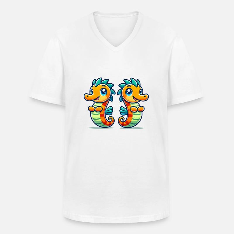 seepferdchen 2 - Männer-T-Shirt mit V-Ausschnitt - Weiß