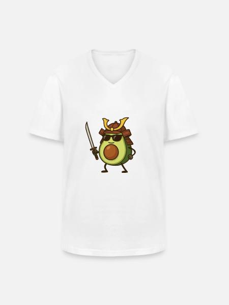 Avocado Samurai - Men's V-Neck T-Shirt - white