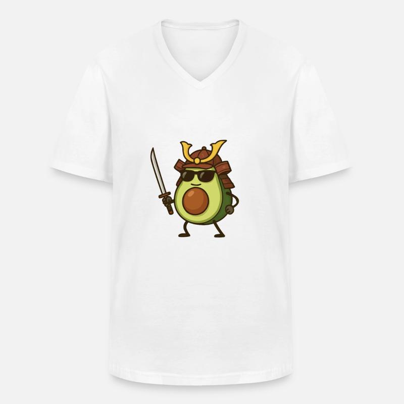 Avocado Samurai - Men's V-Neck T-Shirt - white