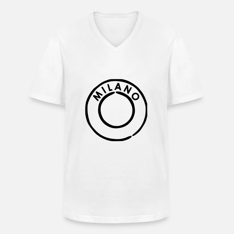 Milano - Mailand Poststempel - Männer-T-Shirt mit V-Ausschnitt - Weiß