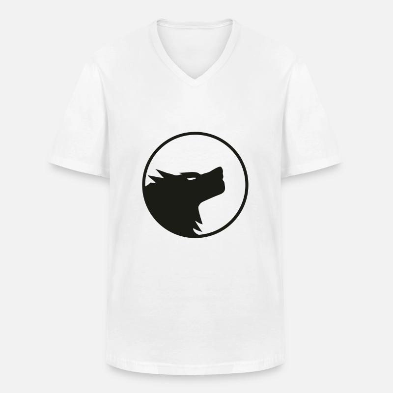Wolf - Männer-T-Shirt mit V-Ausschnitt - Weiß