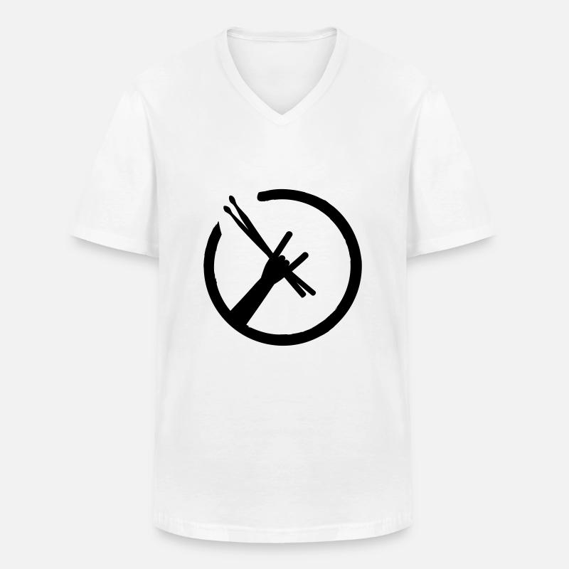 Drummers Metal Fork - Männer-T-Shirt mit V-Ausschnitt - Weiß