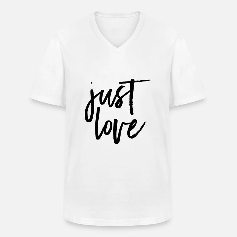 Just Love - Männer-T-Shirt mit V-Ausschnitt - Weiß