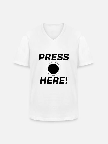 Press Here! - Männer-T-Shirt mit V-Ausschnitt - Weiß