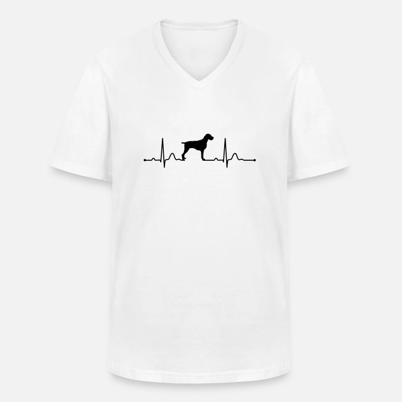 DEUTSCH DRAHTHAAR - GERMAN WIREHAIRED POINTER - Men's V-Neck T-Shirt - white