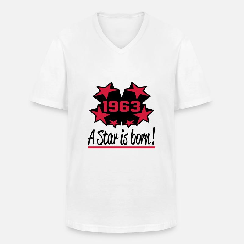 1963 - Männer-T-Shirt mit V-Ausschnitt - Weiß