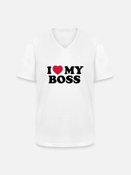 I love my boss - Männer-T-Shirt mit V-Ausschnitt - Weiß