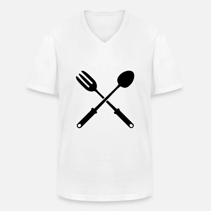 kochen__f1 - Männer-T-Shirt mit V-Ausschnitt - Weiß