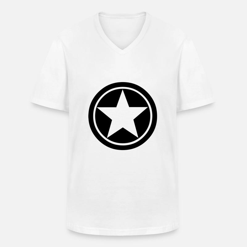 Star Star m - Männer-T-Shirt mit V-Ausschnitt - Weiß