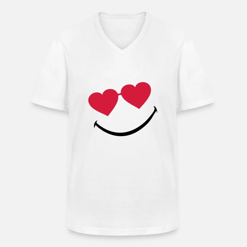 smileface_5 - Männer-T-Shirt mit V-Ausschnitt - Weiß