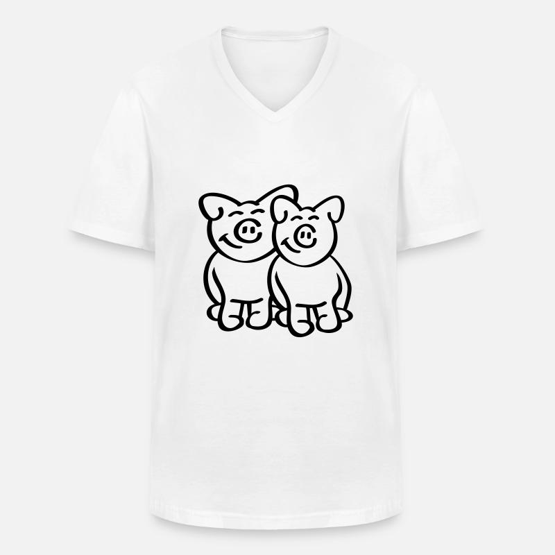 Cute Pigs - Männer-T-Shirt mit V-Ausschnitt - Weiß
