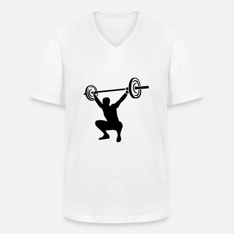 Gewichtheben - Männer-T-Shirt mit V-Ausschnitt - Weiß