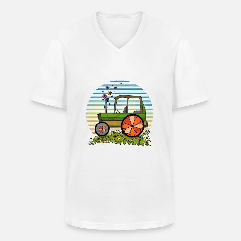 Traktor - Männer-T-Shirt mit V-Ausschnitt - Weiß