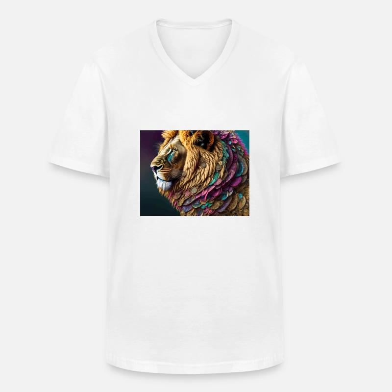 Löwe - Männer-T-Shirt mit V-Ausschnitt - Weiß