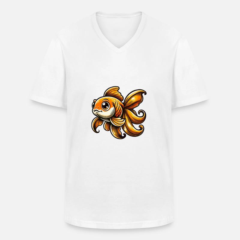 Goldfisch Comic - Männer-T-Shirt mit V-Ausschnitt - Weiß