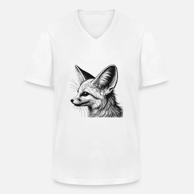 Fennek - Männer-T-Shirt mit V-Ausschnitt - Weiß
