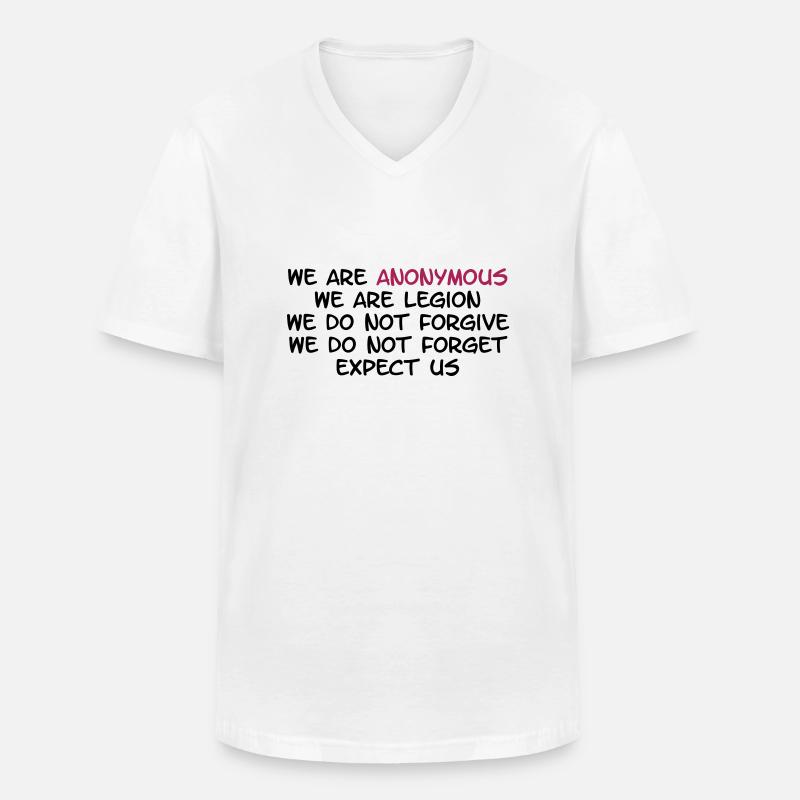Anonymous - Männer-T-Shirt mit V-Ausschnitt - Weiß