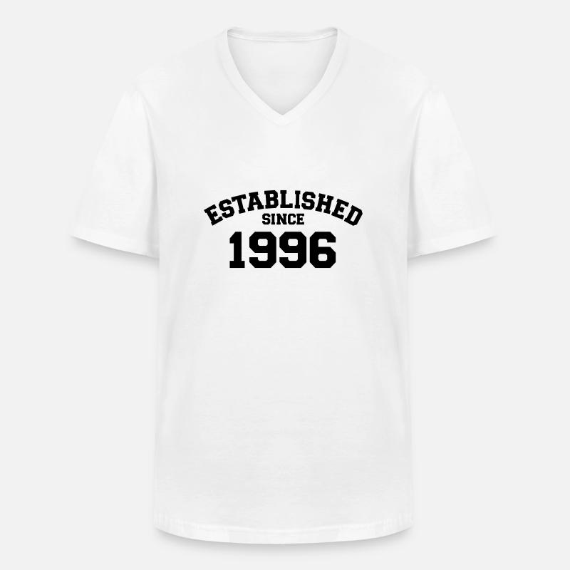 1996 - Männer-T-Shirt mit V-Ausschnitt - Weiß