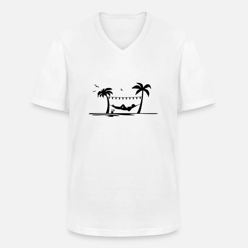 Sommer - Hängematte - Männer-T-Shirt mit V-Ausschnitt - Weiß