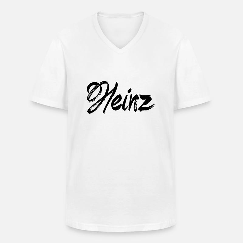 Heinz - Männer-T-Shirt mit V-Ausschnitt - Weiß