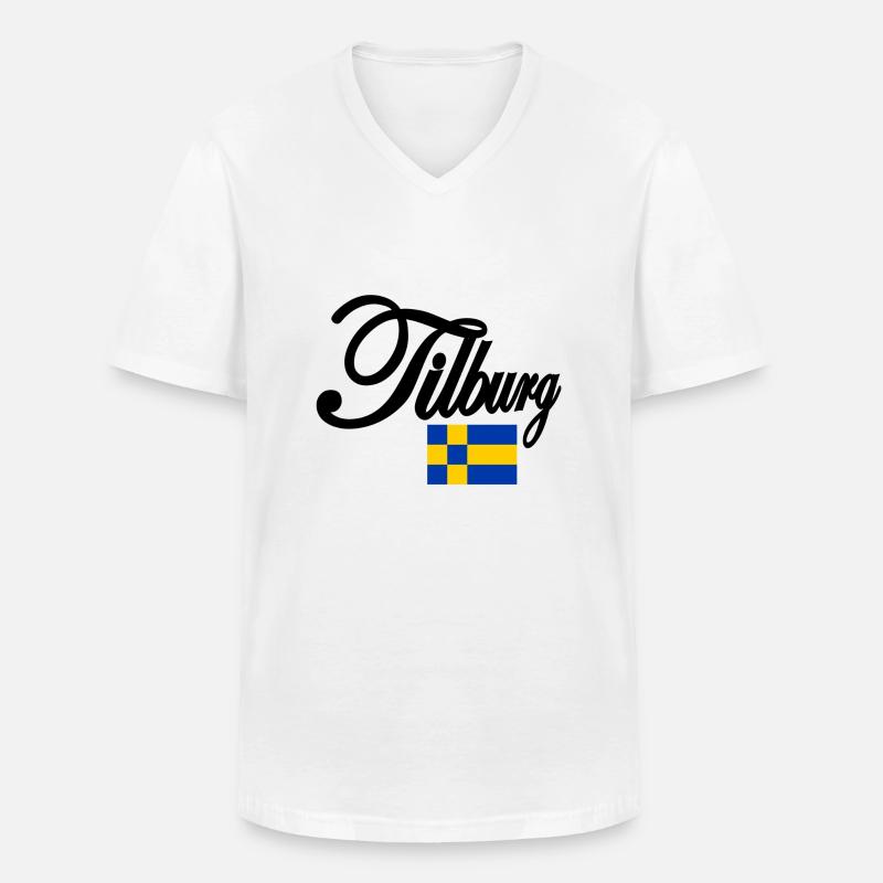 Tilburg mit Flagge blaugelb - Männer-T-Shirt mit V-Ausschnitt - Weiß