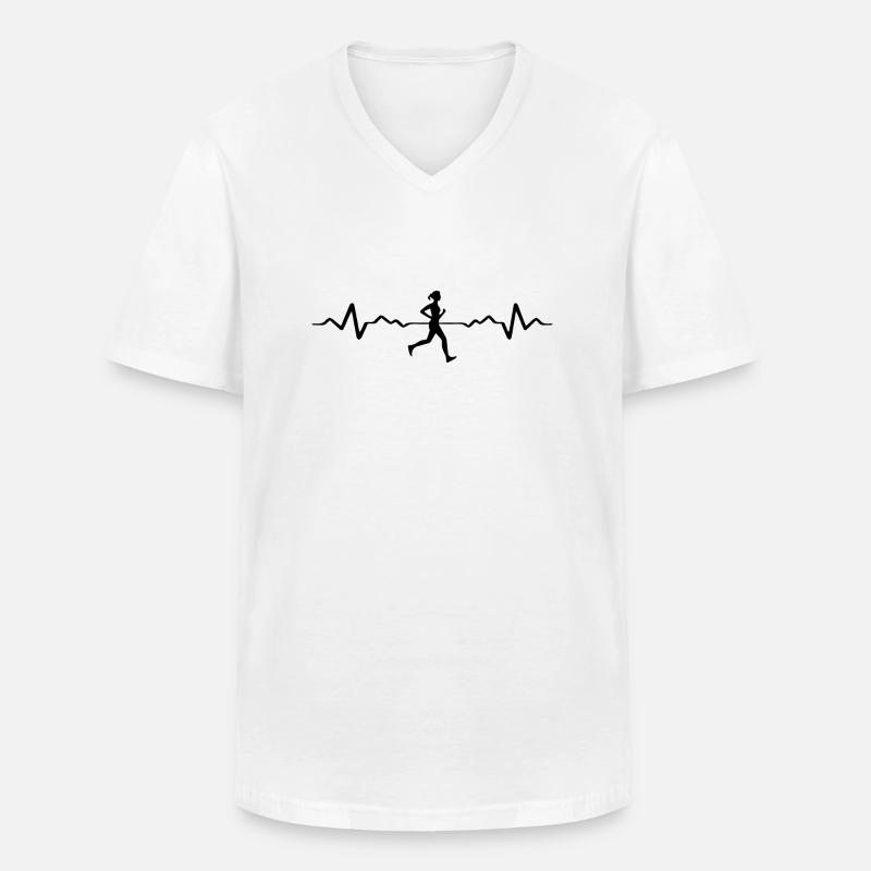 Marathon Running Run jogging - Männer-T-Shirt mit V-Ausschnitt - Weiß