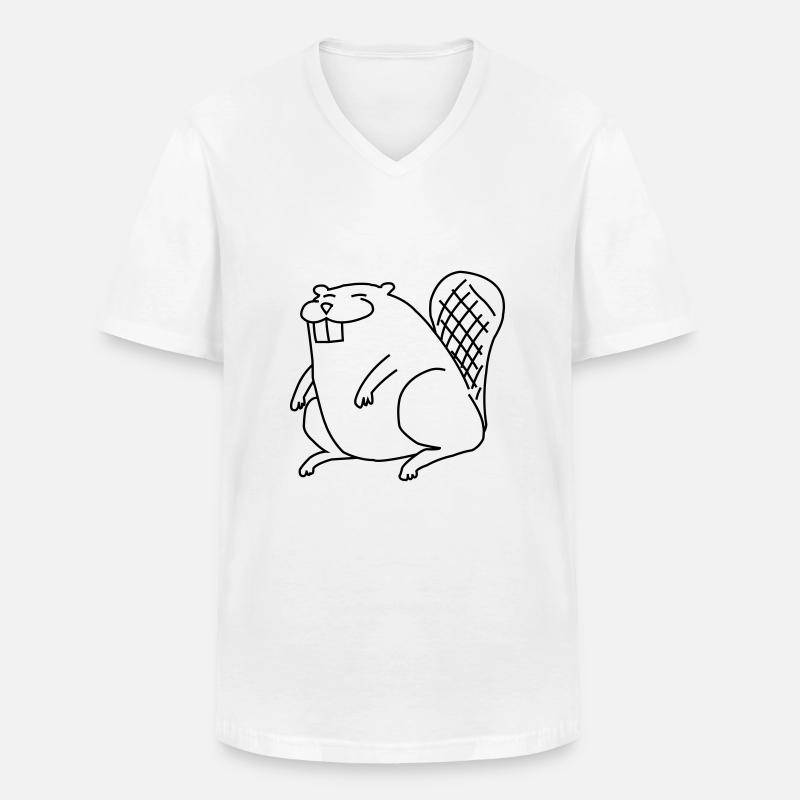 Trash Beaver - Männer-T-Shirt mit V-Ausschnitt - Weiß