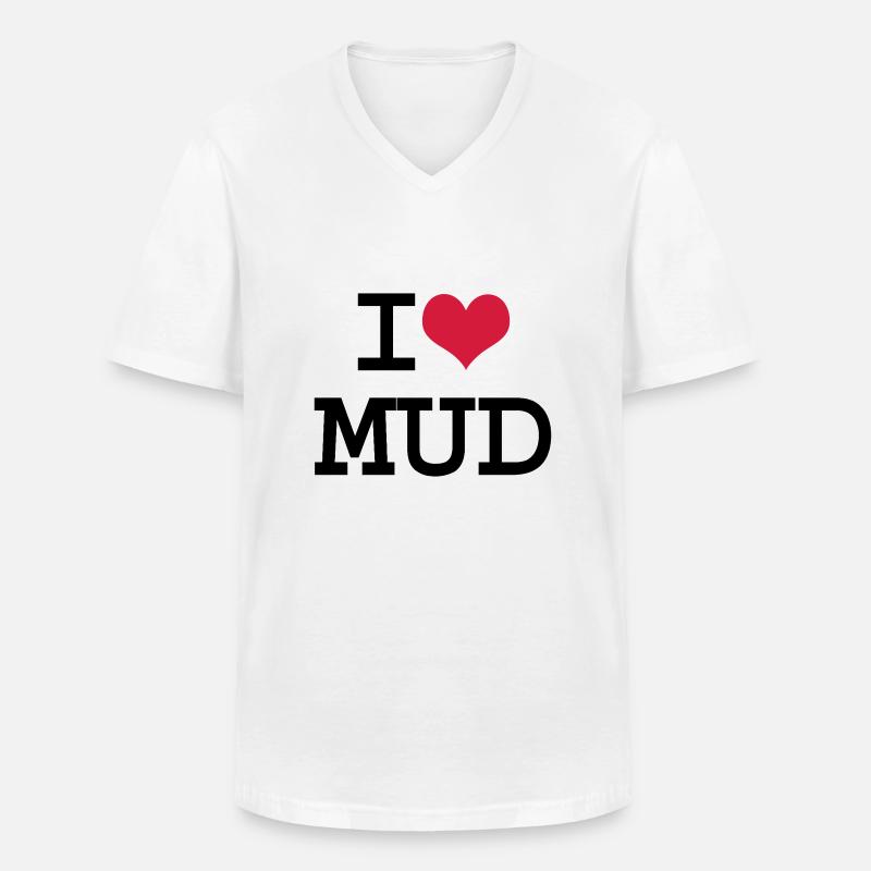 I Herz-Schlamm - Männer-T-Shirt mit V-Ausschnitt - Weiß