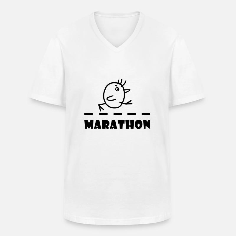 Marathon - Männer-T-Shirt mit V-Ausschnitt - Weiß