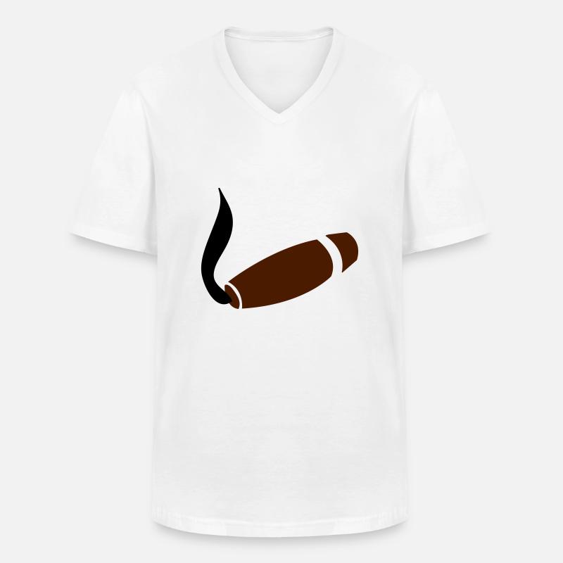 zigarre3 - Männer-T-Shirt mit V-Ausschnitt - Weiß
