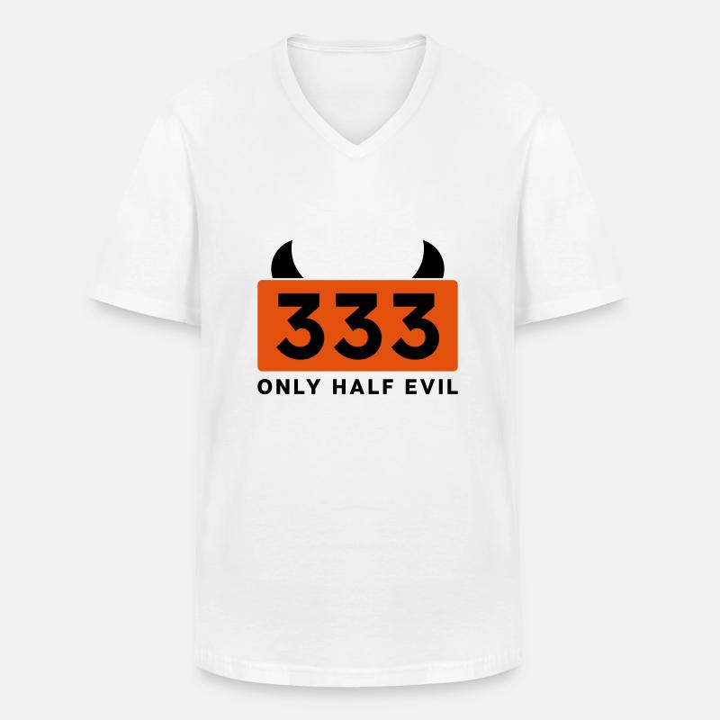 333 - ONLY HALF EVIL - Männer-T-Shirt mit V-Ausschnitt - Weiß