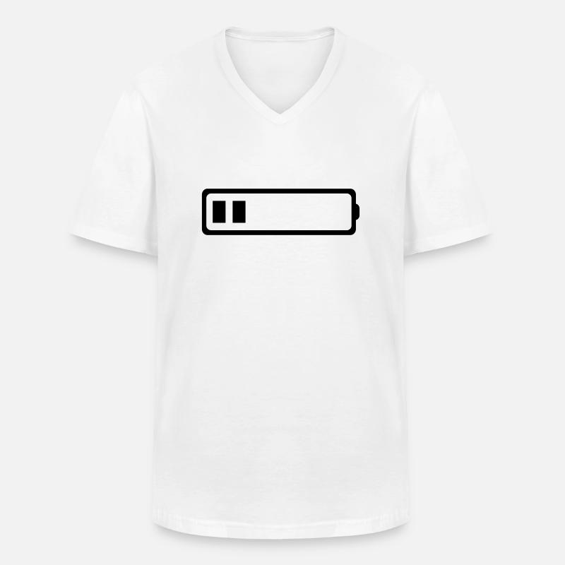 BATTERIE 2 BATONS - Männer-T-Shirt mit V-Ausschnitt - Weiß
