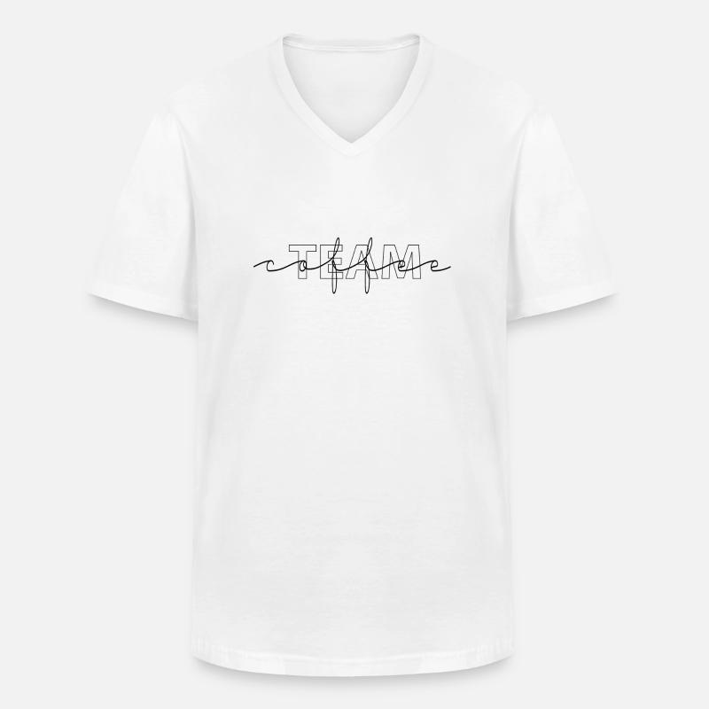 Team coffee - Männer-T-Shirt mit V-Ausschnitt - Weiß