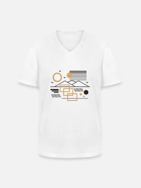 Sun and Mountain - Männer-T-Shirt mit V-Ausschnitt - Weiß