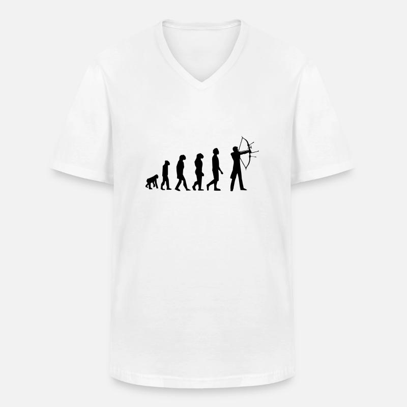 Evolution des Bogenschießens - Männer-T-Shirt mit V-Ausschnitt - Weiß