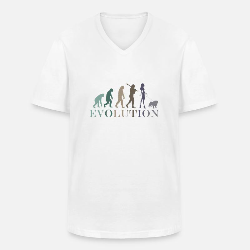 Evolution Mops Weiblich Retro Minimalismus - Männer-T-Shirt mit V-Ausschnitt - Weiß
