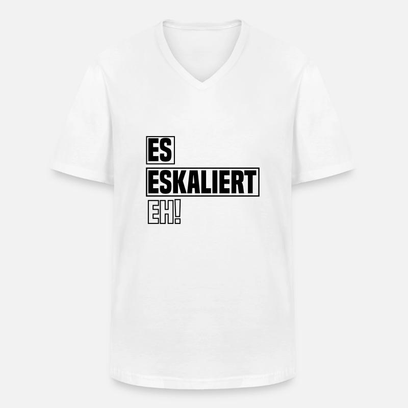 es eskaliert eh - Männer-T-Shirt mit V-Ausschnitt - Weiß