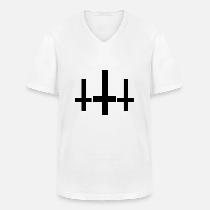 Kreuz - Männer-T-Shirt mit V-Ausschnitt - Weiß