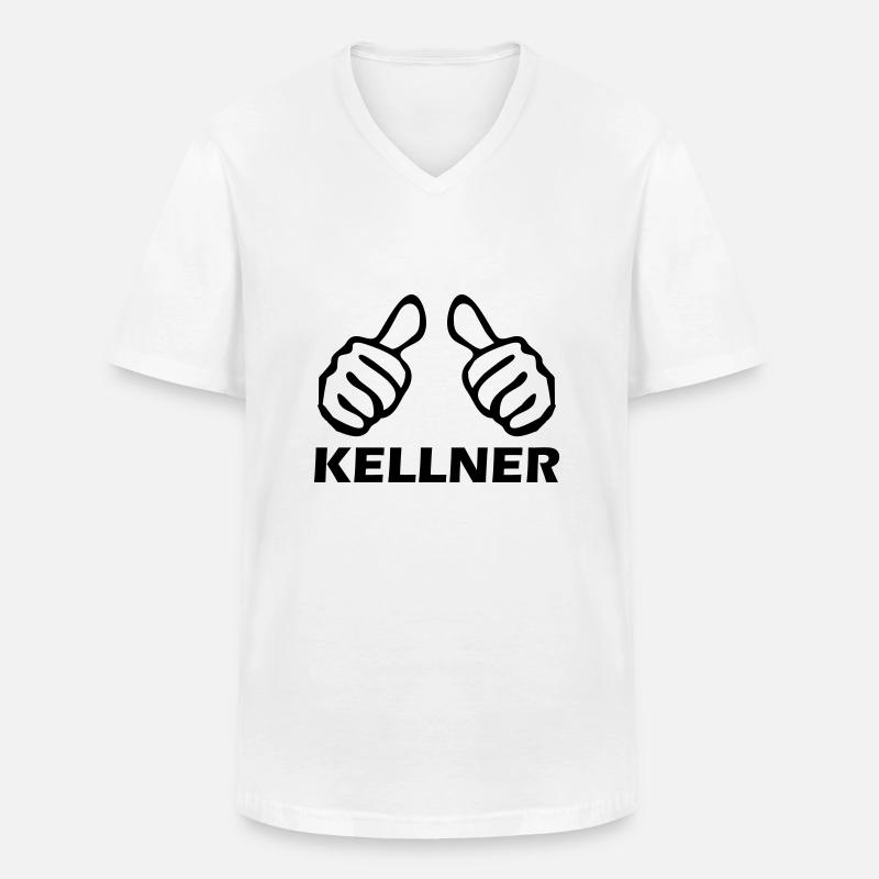 kellner - Männer-T-Shirt mit V-Ausschnitt - Weiß