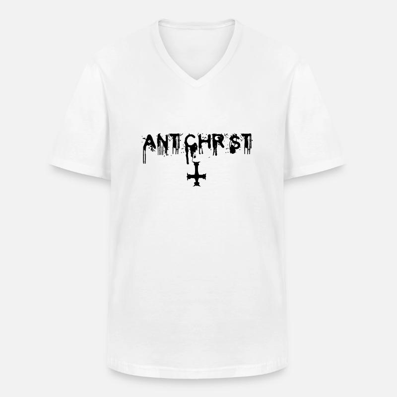 Antichrist - Lucifer - Männer-T-Shirt mit V-Ausschnitt - Weiß
