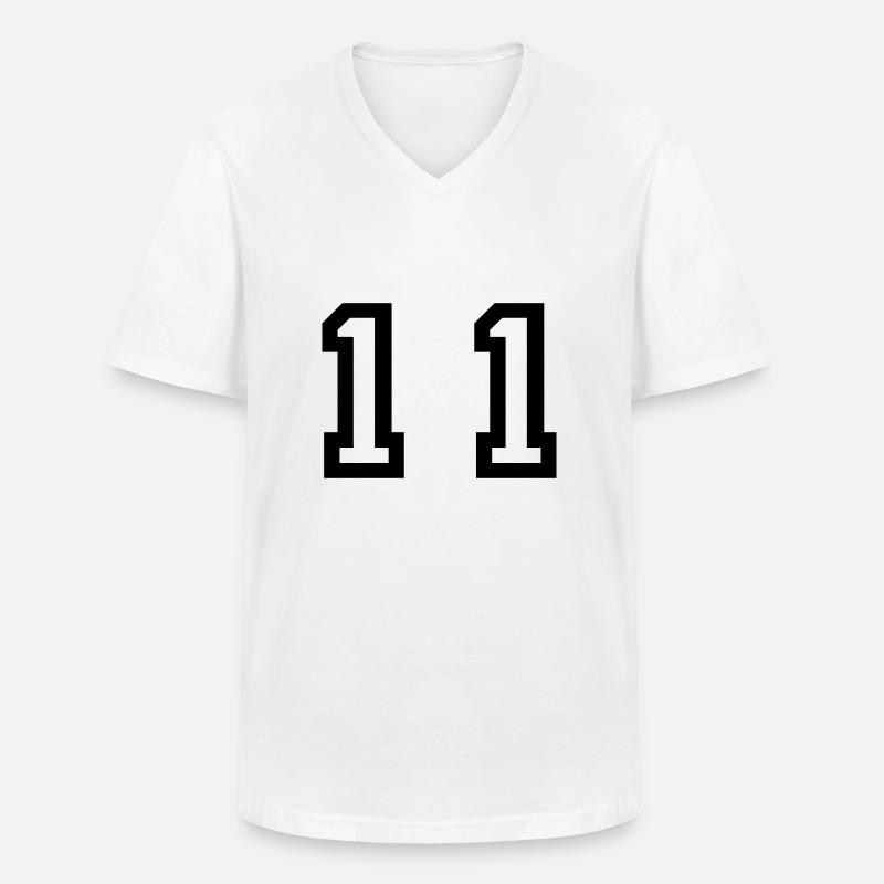 Nummer - 11 - elf - Männer-T-Shirt mit V-Ausschnitt - Weiß