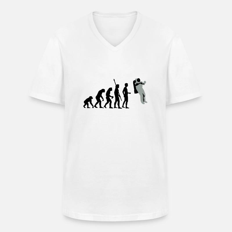 evolution_astronaut_2c - Männer-T-Shirt mit V-Ausschnitt - Weiß