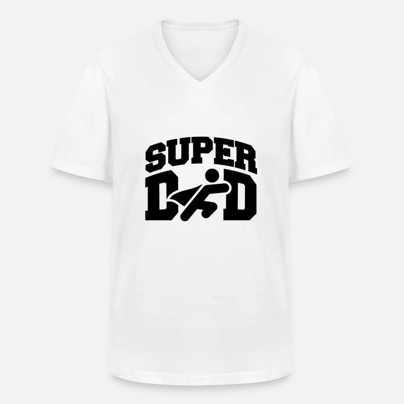 super_dad_r1 - Männer-T-Shirt mit V-Ausschnitt - Weiß